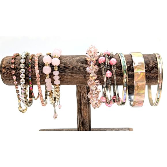 Lot of Ten Pink Theme Bracelets - Picture 5 of 5